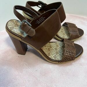 Cato Brown Strappy Heeled Boho Sandals Sz 10